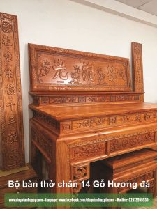 Bộ bàn thờ chân 14 Gỗ Hương đá