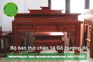 Bộ bàn thờ chân 14 Gỗ Hương đỏ-02