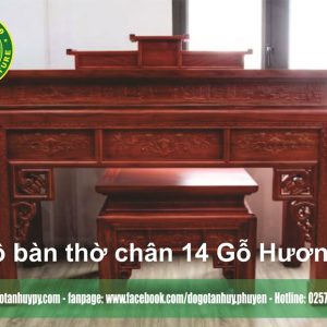 Bộ bàn thờ chân 14 Gỗ Hương đỏ-02