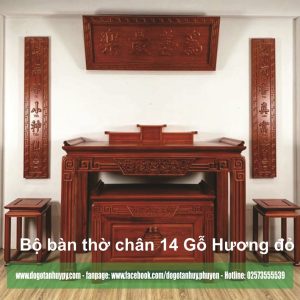 Bộ bàn thờ chân 14 Gỗ Hương đỏ