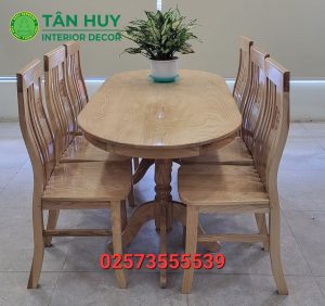 Bàn ăn gỗ Sồi tự nhiên 6 ghế