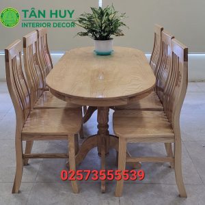 Bàn ăn gỗ Sồi tự nhiên 6 ghế